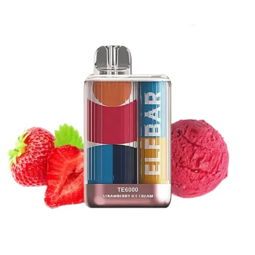 Elf Bar TE6000 color Strawberry Ice Cream (Полуничне Морозиво) Одноразовий POD